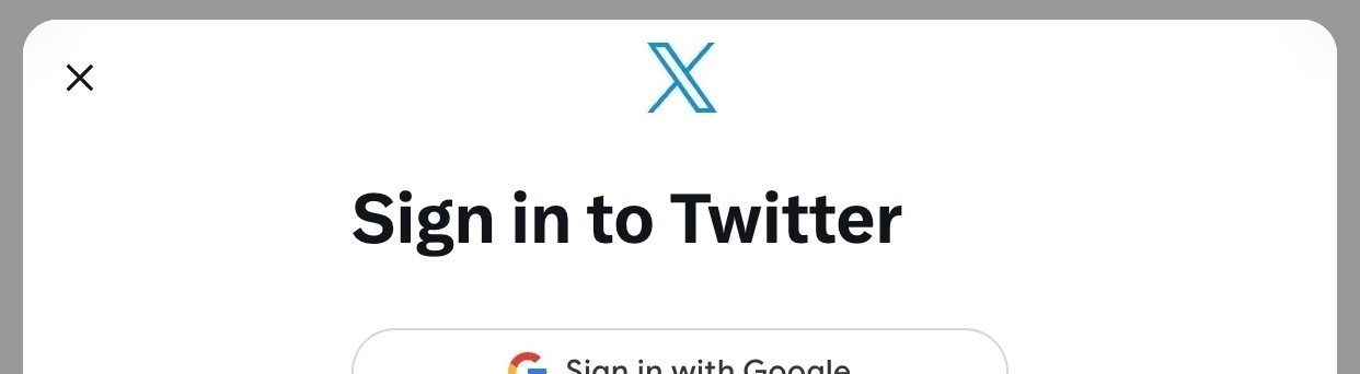 The top of a page with an ‘X’ logo followed by the phrase ‘Sign in to Twitter’